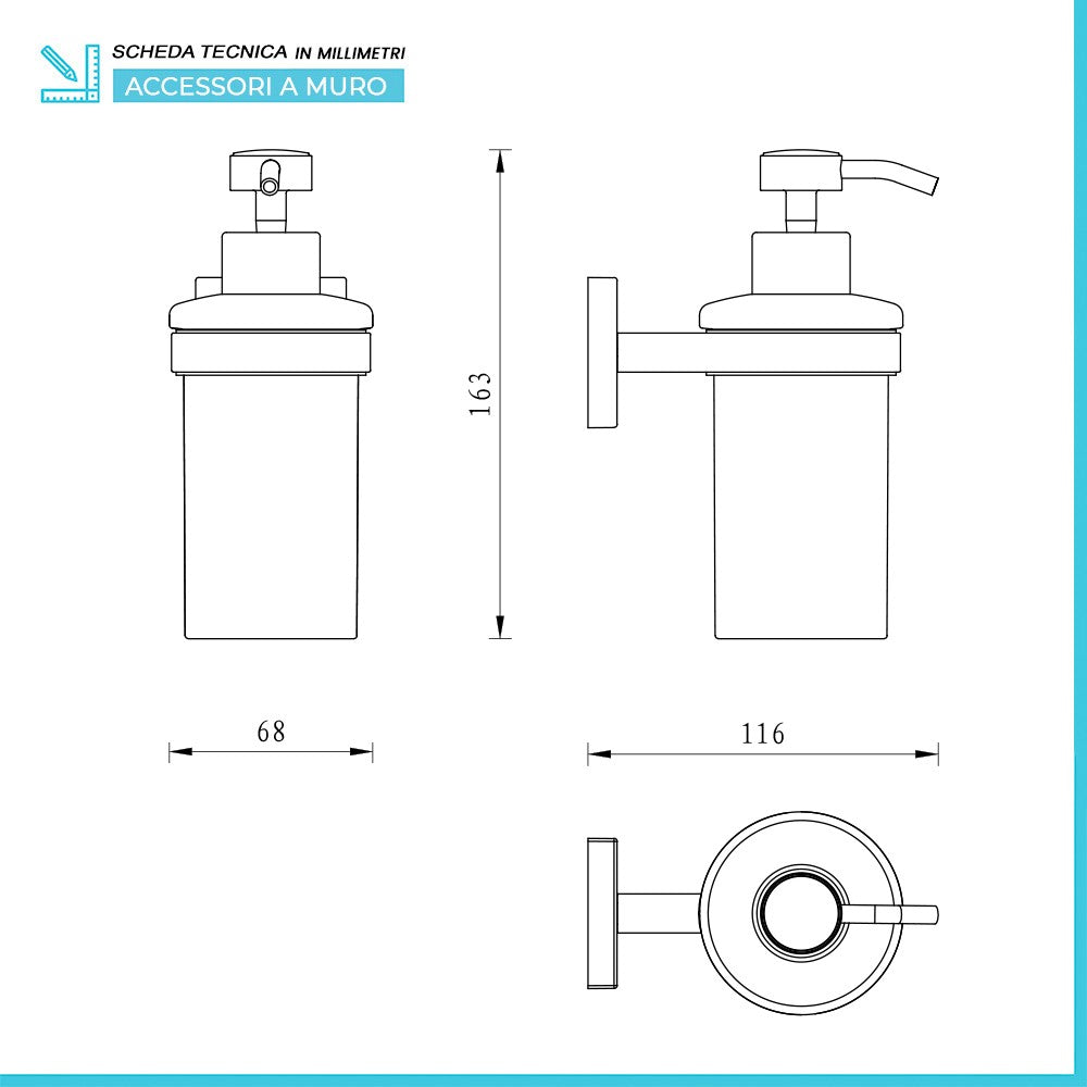 Set accessori a muro 3 pezzi in acciaio cromato e viti incluse  Easy