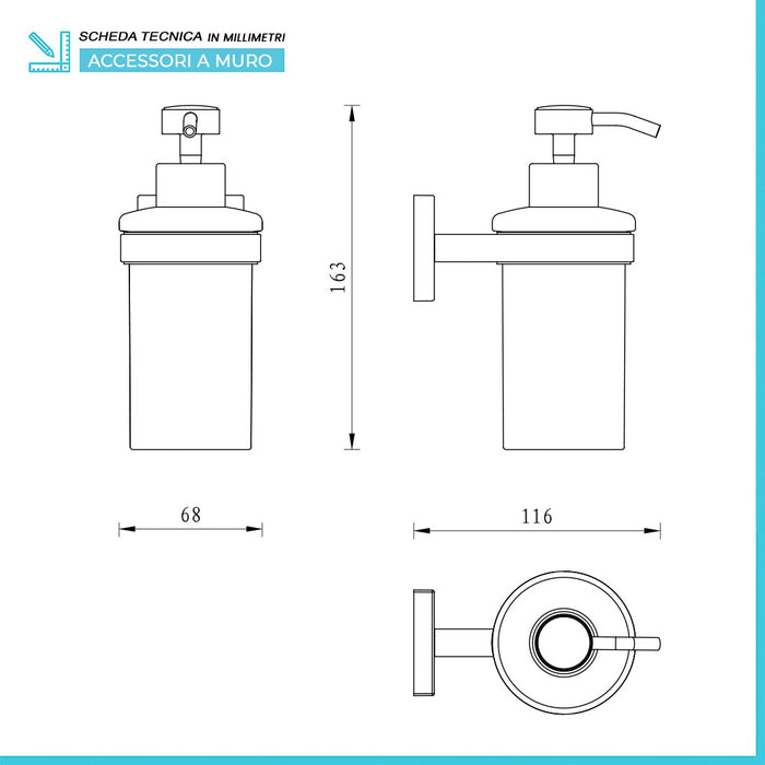 Set accessori a muro 3 pezzi in acciaio cromato e viti incluse  Easy