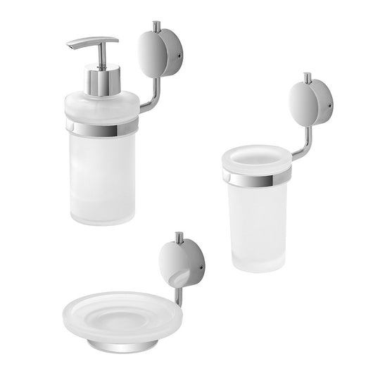 Set accessori a muro 3 pezzi in acciaio cromato e viti incluse  Plaza