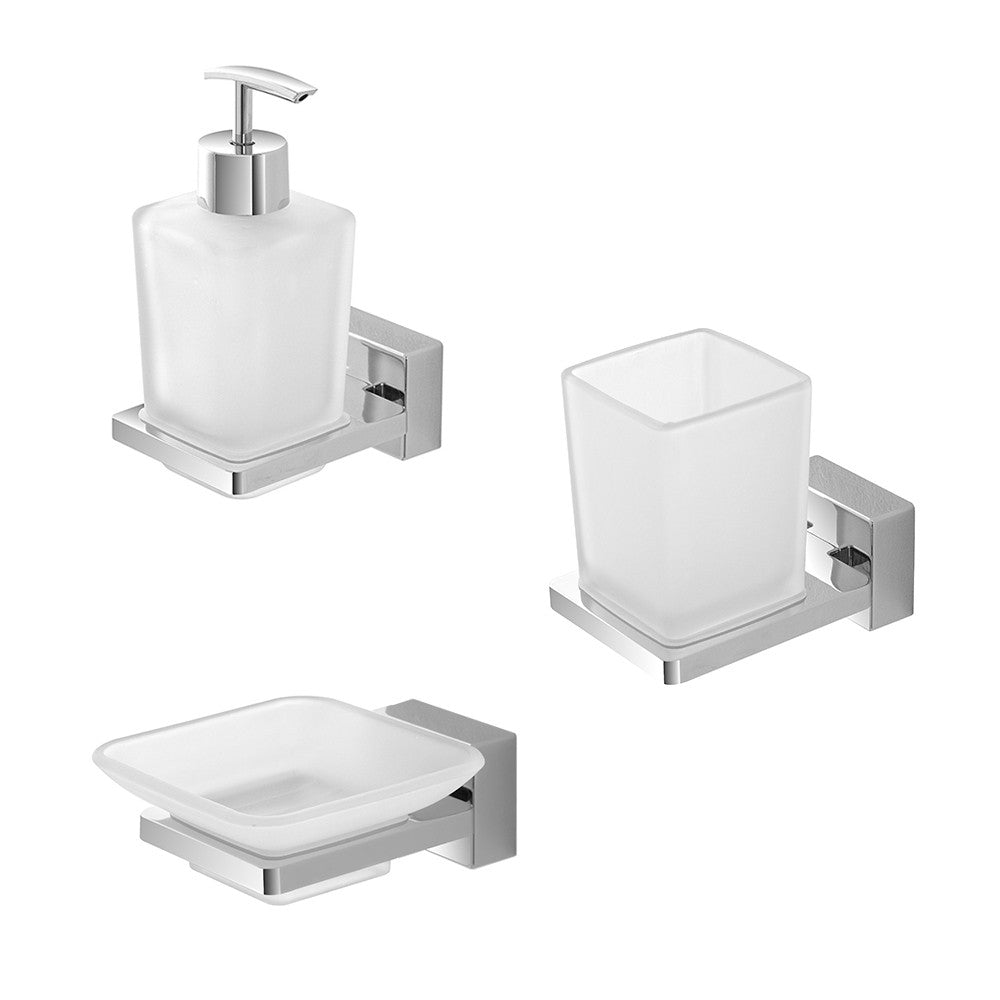 Set accessori a muro 3 pezzi in acciaio cromato e viti incluse  Velvet