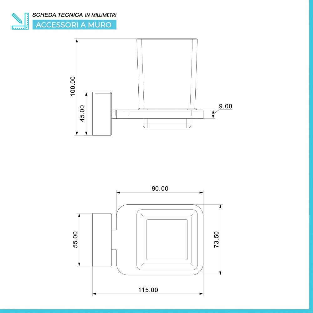 Set accessori a muro 3 pezzi in acciaio cromato e viti incluse  Velvet