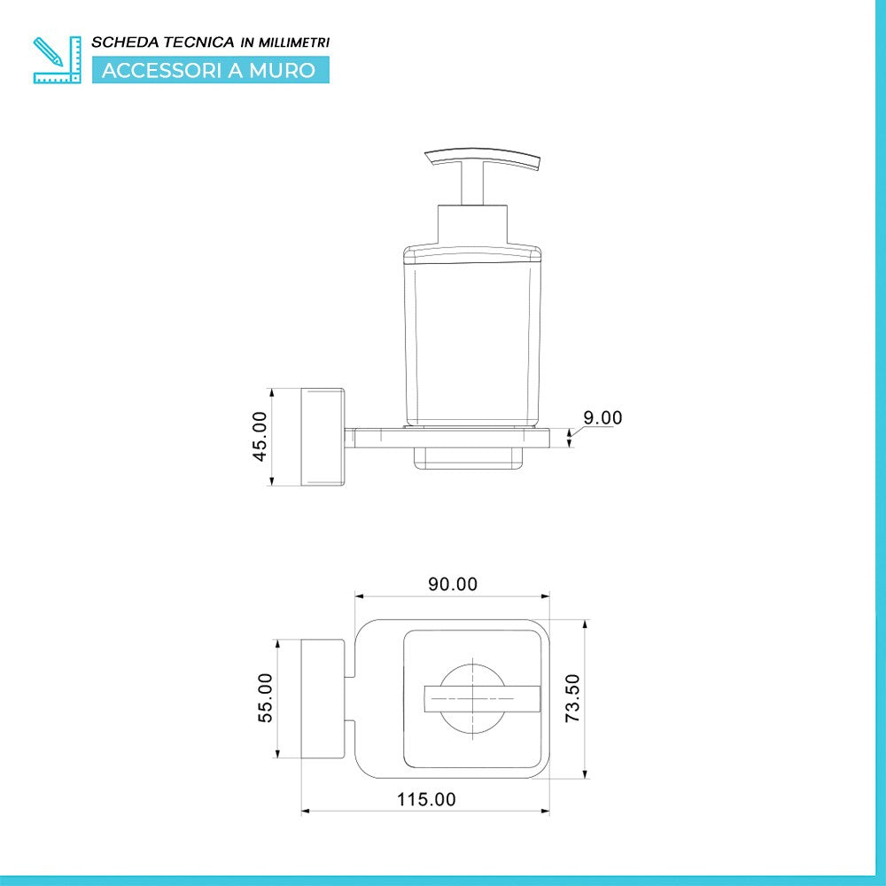 Set accessori a muro 3 pezzi in acciaio cromato e viti incluse  Velvet