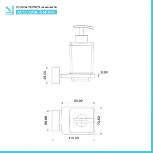 Set accessori a muro 3 pezzi in acciaio cromato e viti incluse  Velvet