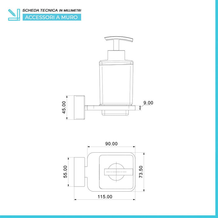 Set accessori a muro 3 pezzi in acciaio cromato e viti incluse  Velvet