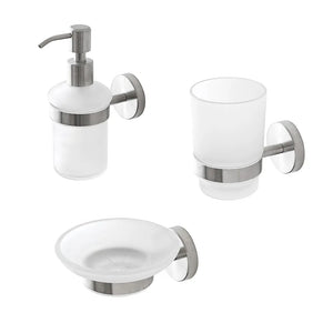 Set accessori a muro 3 pezzi in acciaio inox satinato e viti incluse  Galassia