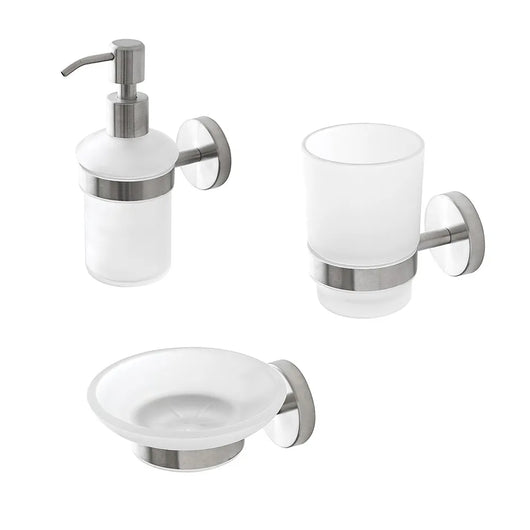 Set accessori a muro 3 pezzi in acciaio inox satinato e viti incluse  Galassia