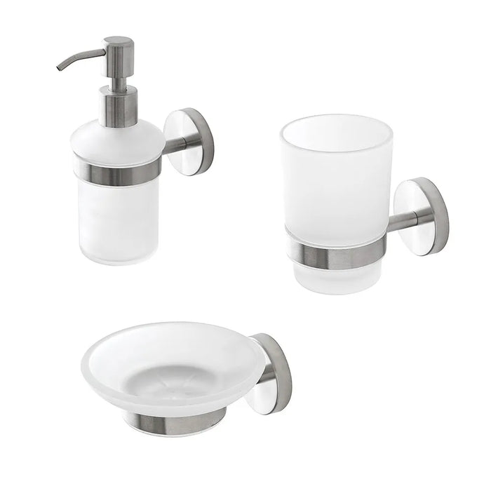 Set accessori a muro 3 pezzi in acciaio inox satinato e viti incluse  Galassia