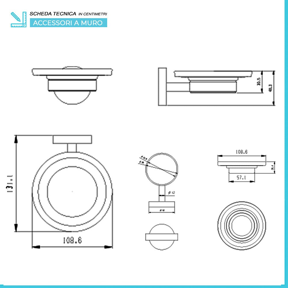 Set accessori a muro 3 pezzi in acciaio nero opaco e viti incluse  Chic Black