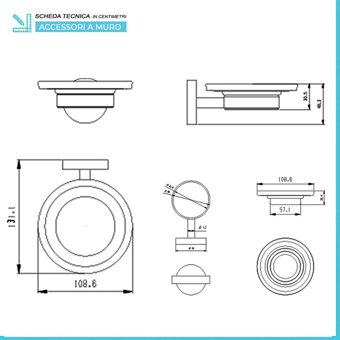 Set accessori a muro 3 pezzi in acciaio nero opaco e viti incluse  Chic Black
