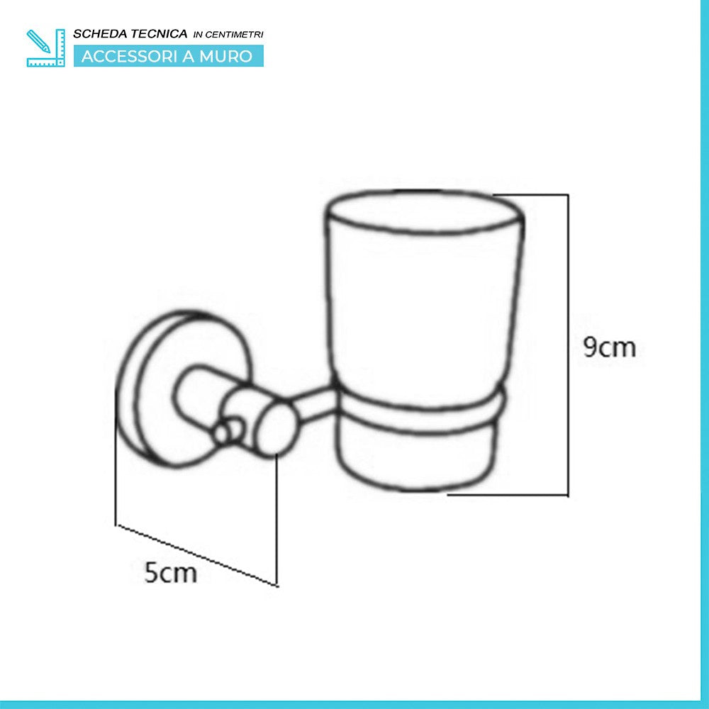 Set accessori a muro 3 pezzi in metallo cromato e ABS viti incluse Sprint