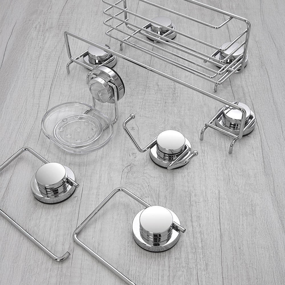 Set accessori a muro 4 pezzi in acciaio fissaggio con ventosa  Dinamik