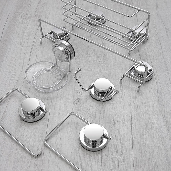 Set accessori a muro 4 pezzi in acciaio fissaggio con ventosa  Dinamik