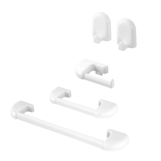 Set accessori a muro 5 pezzi in ABS bianco con doppio fissaggio  Gioia