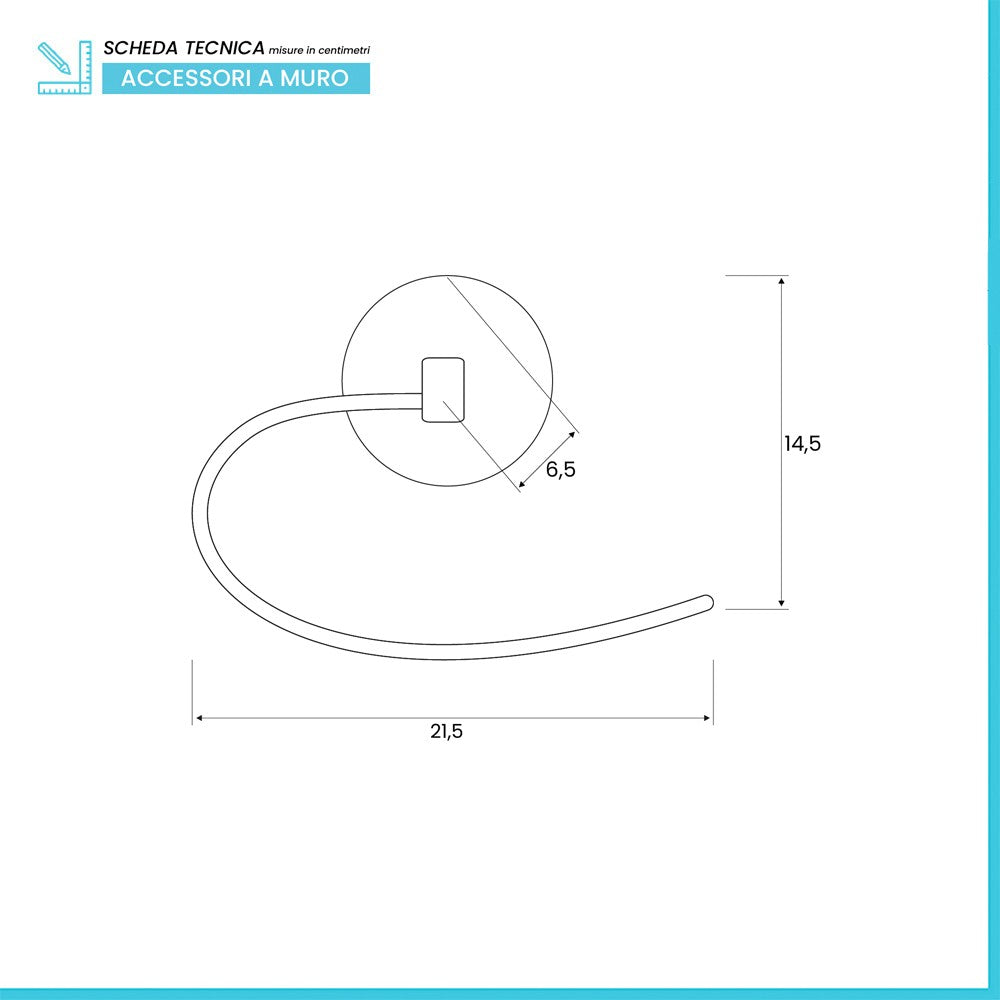 Set accessori a muro 5 pezzi in acciaio cromato e viti incluse  Bora