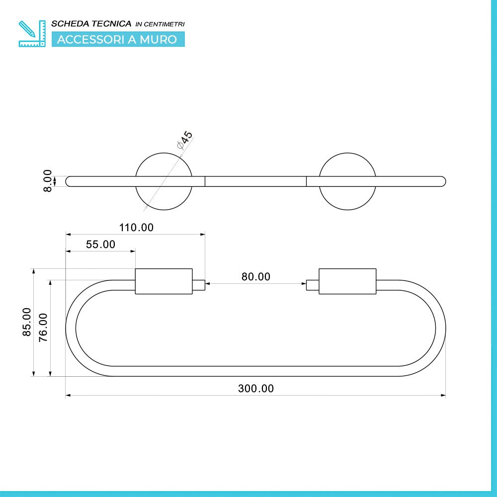 Set accessori a muro 5 pezzi in acciaio cromato e viti incluse  Plaza