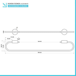 Set accessori a muro 5 pezzi in acciaio cromato e viti incluse  Plaza