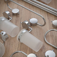 Set accessori a muro 5 pezzi in acciaio cromato e viti incluse  Plaza