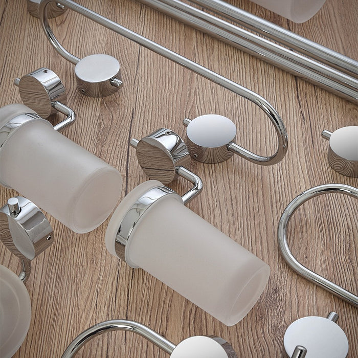 Set accessori a muro 5 pezzi in acciaio cromato e viti incluse  Plaza