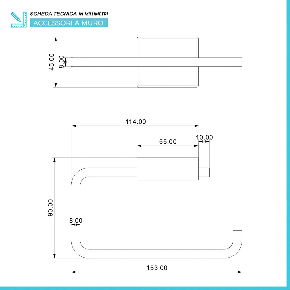Set accessori a muro 5 pezzi in acciaio cromato e viti incluse  Velvet