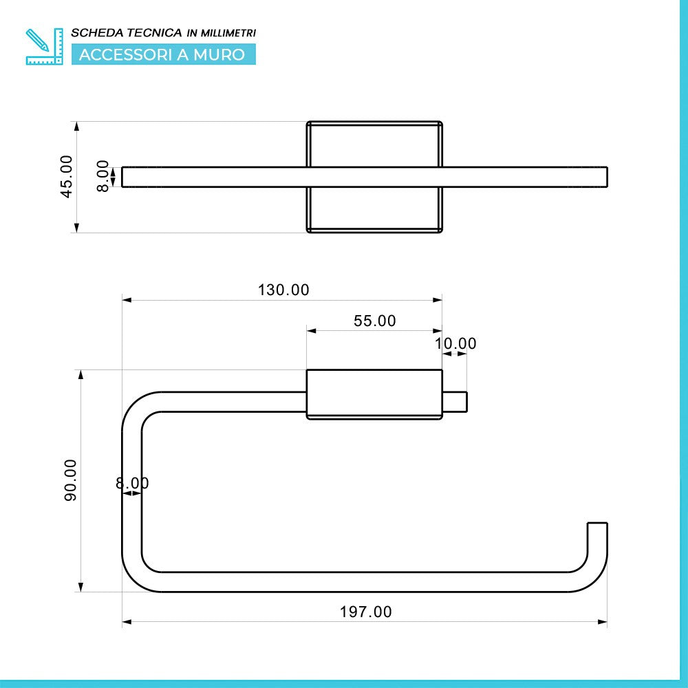 Set accessori a muro 5 pezzi in acciaio cromato e viti incluse  Velvet