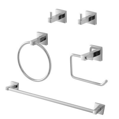 Set accessori a muro 5 pezzi in metallo cromato e viti incluse Rock