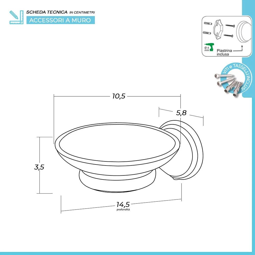Set accessori a muro 6 pezzi in acciaio con finitura bronzo e viti incluse  Iris
