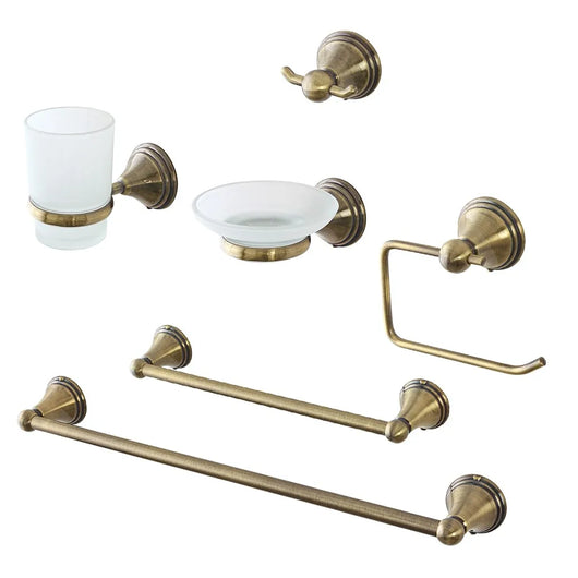 Set accessori a muro 6 pezzi in acciaio con finitura bronzo e viti incluse  Iris