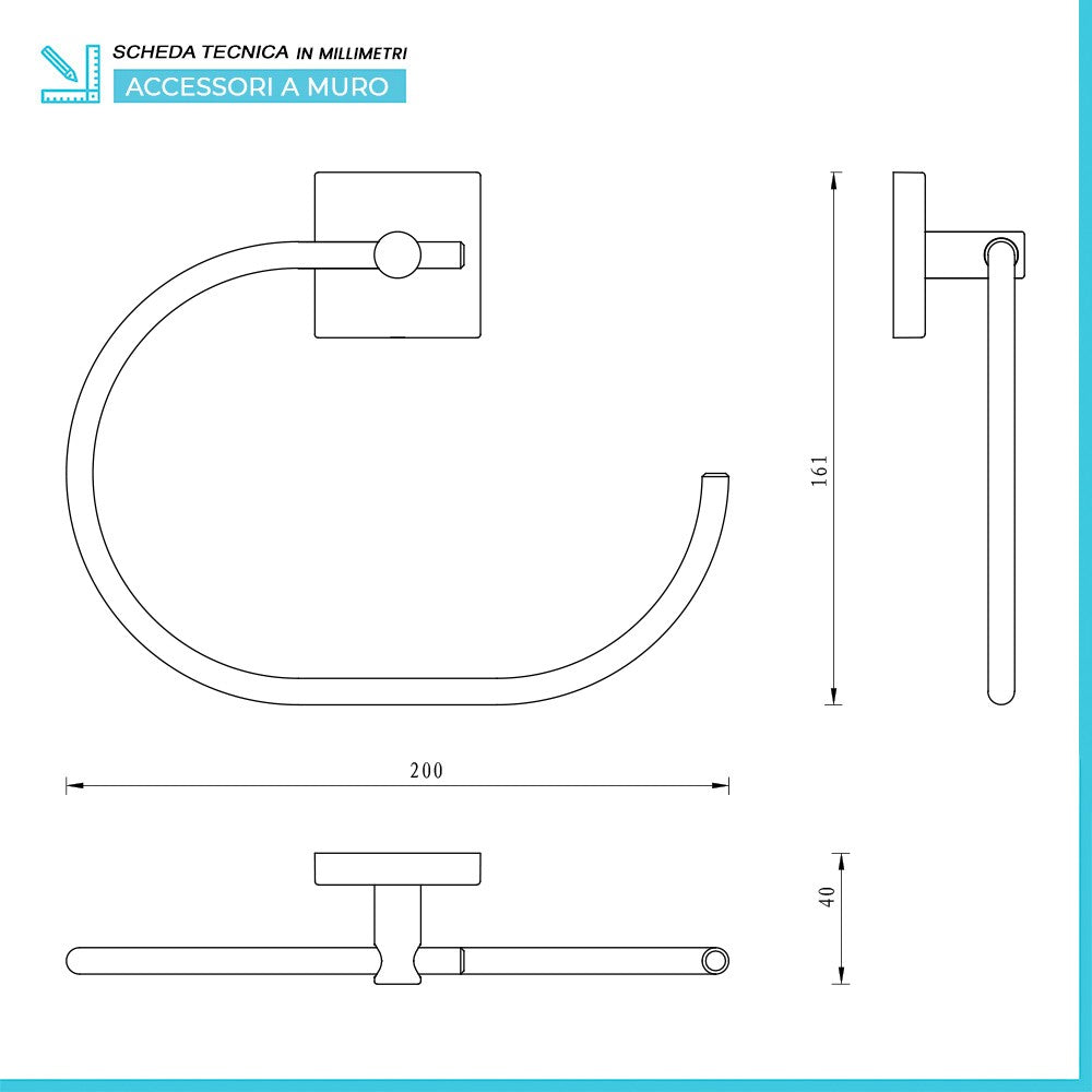 Set accessori a muro 6 pezzi in acciaio cromato e viti incluse  Easy