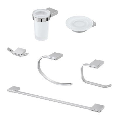 Set accessori a muro 6 pezzi in acciaio cromato e viti incluse Futura