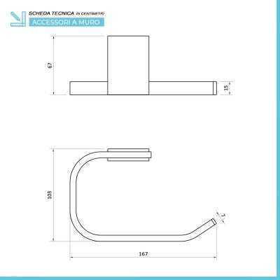 Set accessori a muro 6 pezzi in acciaio cromato e viti incluse Futura