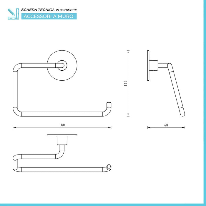 Set accessori a muro 6 pezzi in acciaio cromato e viti incluse  Idea