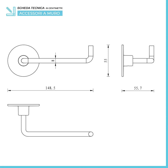 Set accessori a muro 6 pezzi in acciaio cromato e viti incluse  Idea