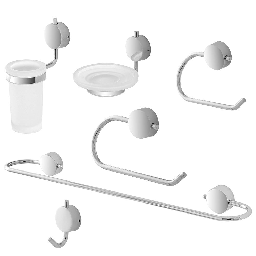 Set accessori a muro 6 pezzi in acciaio cromato e viti incluse Plaza