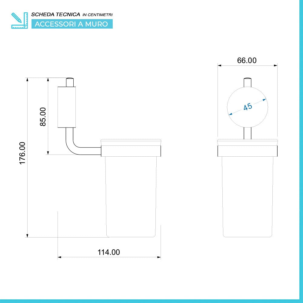 Set accessori a muro 6 pezzi in acciaio cromato e viti incluse Plaza