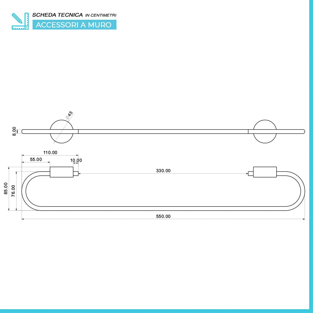 Set accessori a muro 6 pezzi in acciaio cromato e viti incluse Plaza