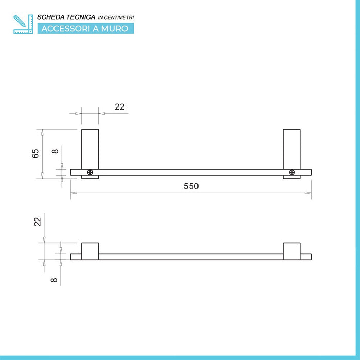 Set accessori a muro 6 pezzi in acciaio cromato e viti incluse  Unica