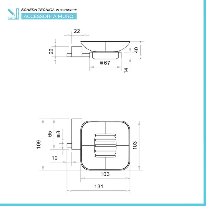 Set accessori a muro 6 pezzi in acciaio cromato e viti incluse  Unica