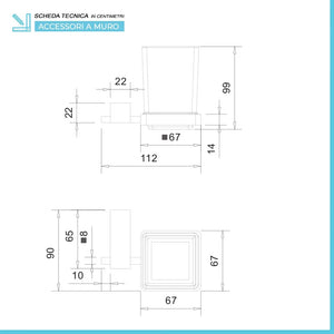Set accessori a muro 6 pezzi in acciaio cromato e viti incluse  Unica