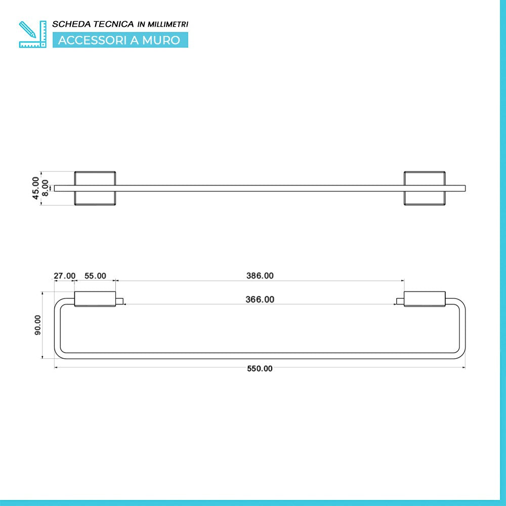 Set accessori a muro 6 pezzi in acciaio cromato e viti incluse  Velvet