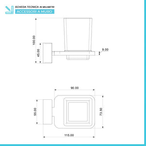 Set accessori a muro 6 pezzi in acciaio cromato e viti incluse  Velvet