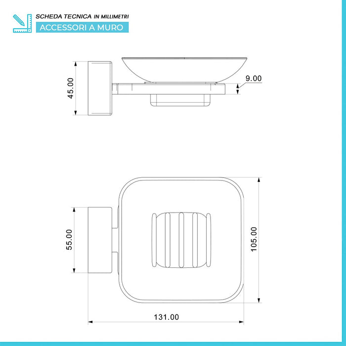 Set accessori a muro 6 pezzi in acciaio cromato e viti incluse  Velvet