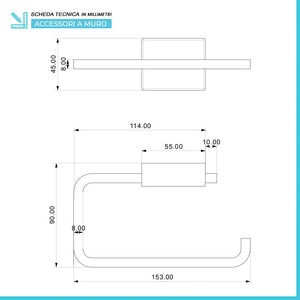 Set accessori a muro 6 pezzi in acciaio cromato e viti incluse  Velvet