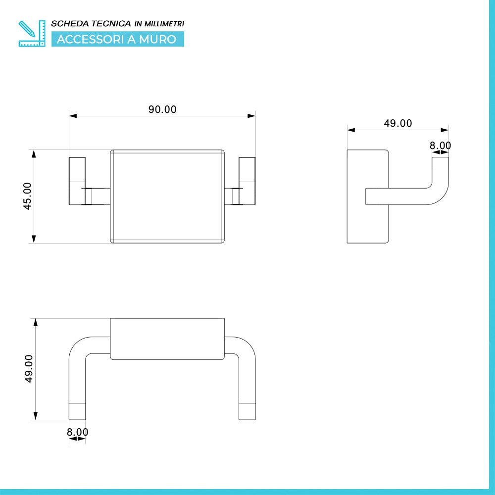 Set accessori a muro 6 pezzi in acciaio cromato e viti incluse  Velvet