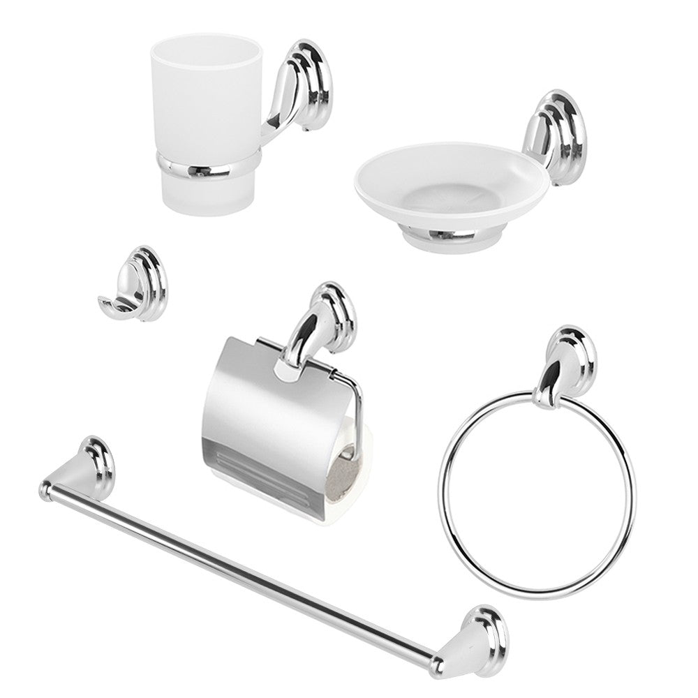 Set accessori a muro 6 pezzi in acciaio cromato viti incluse  Facile