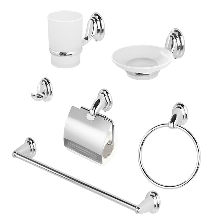 Set accessori a muro 6 pezzi in acciaio cromato viti incluse  Facile