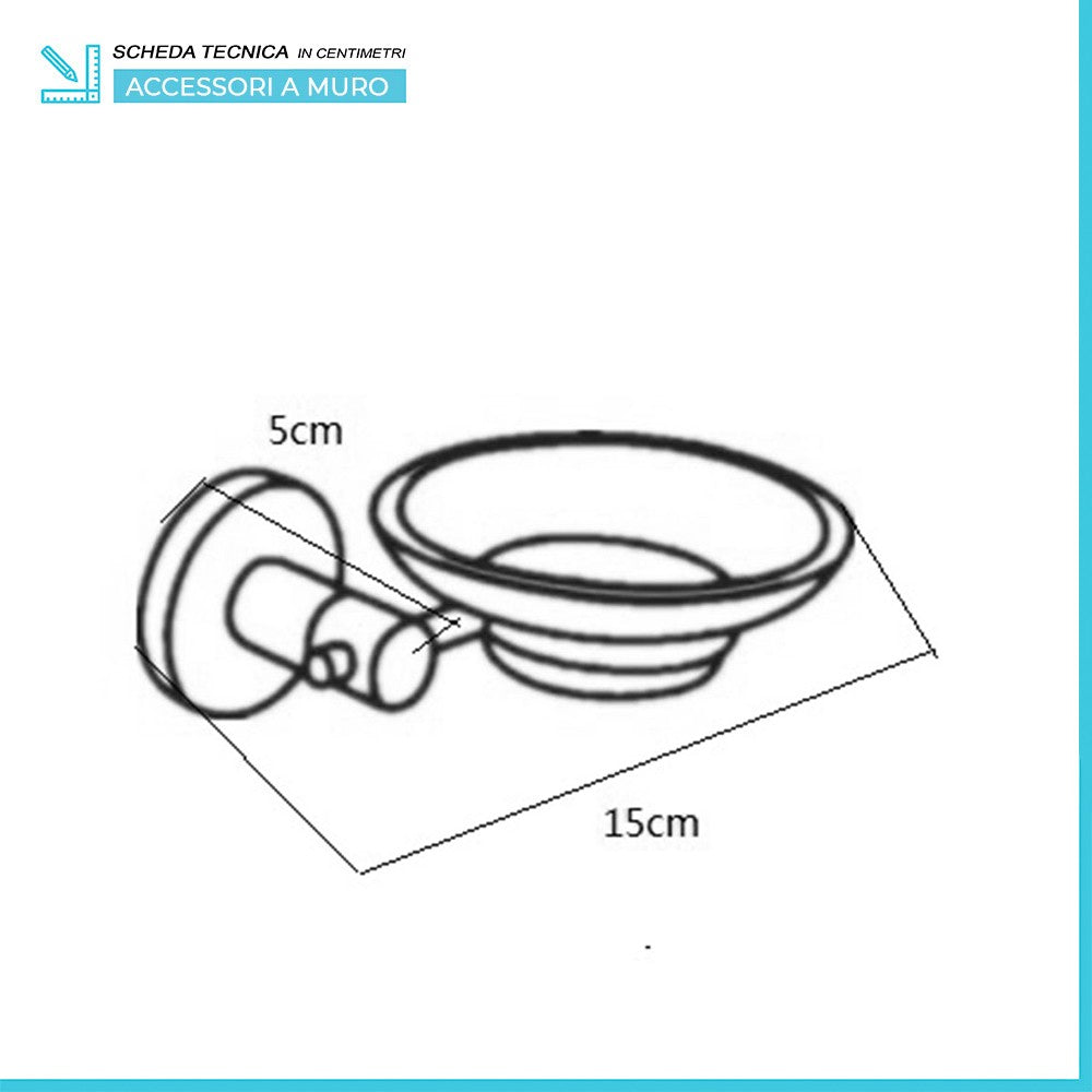 Set accessori a muro 6 pezzi in metallo cromato e ABS viti incluse  Sprint