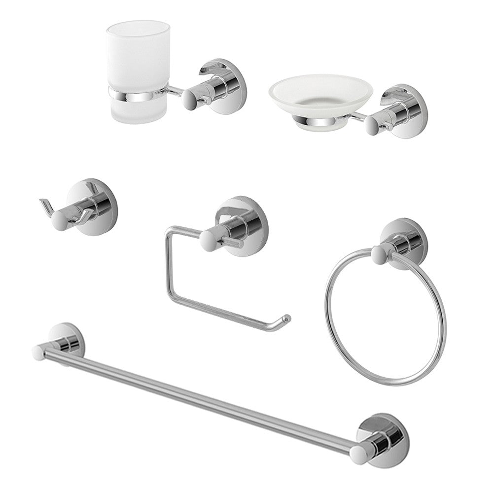 Set accessori a muro 6 pezzi in metallo cromato e ABS viti incluse  Sprint