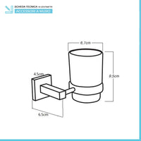 Set accessori a muro 6 pezzi in vetro e acciaio nero opaco e viti incluse  Levante