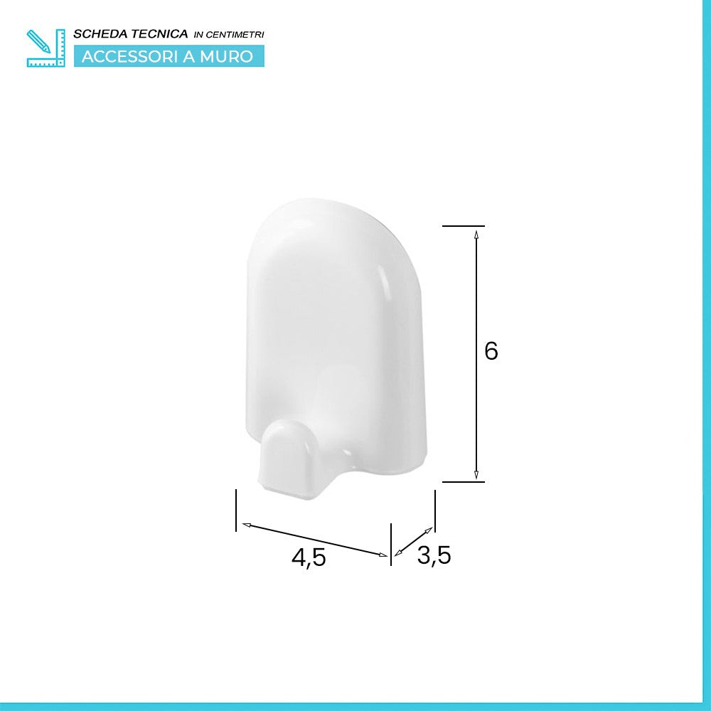 Set accessori a muro 7 pezzi in ABS bianco con doppio fissaggio  Gioia