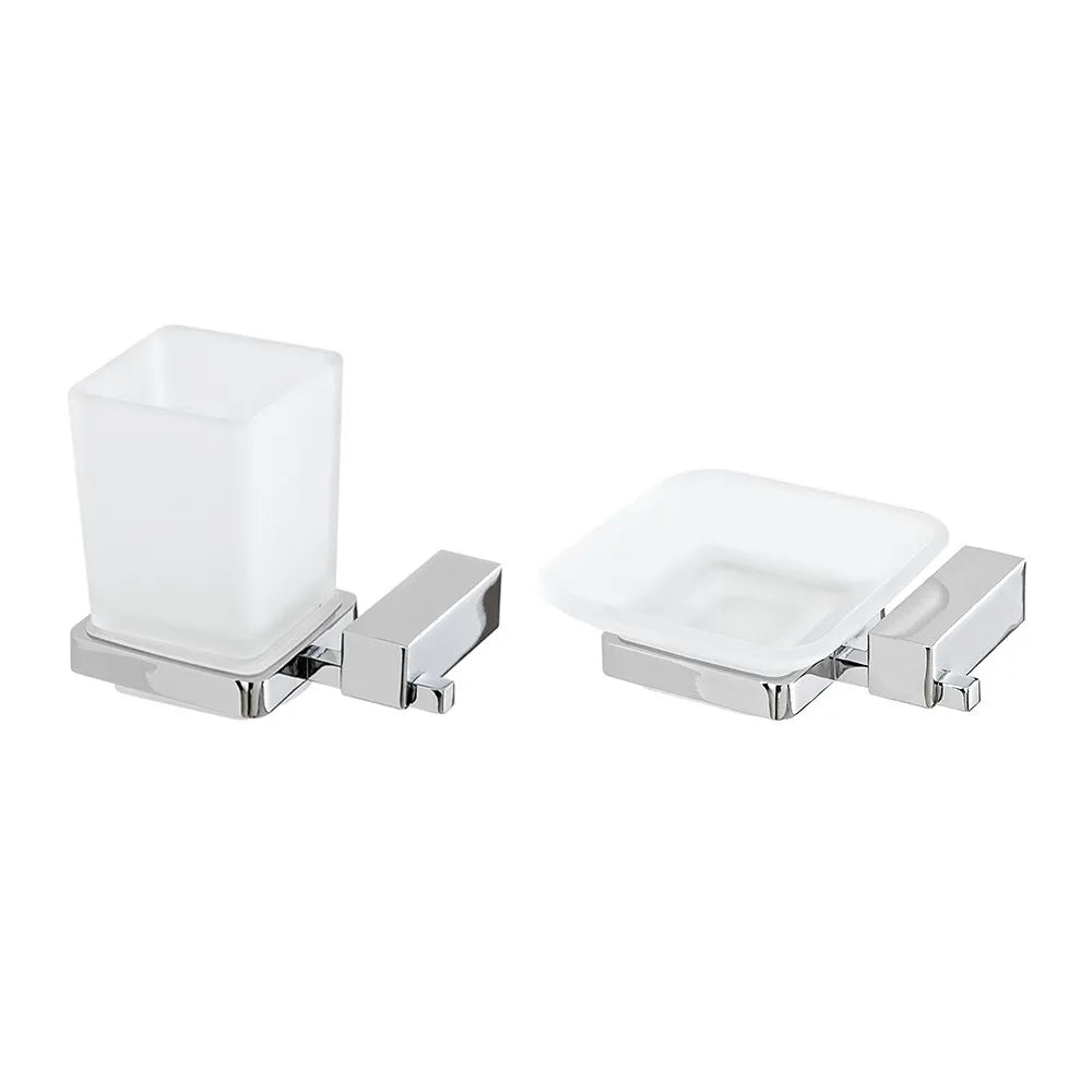 Set accessori a muro portaspazzolini e portasapone in acciaio  Unica